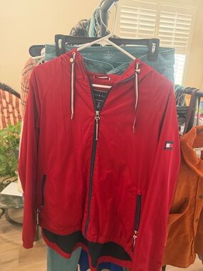 Tommy Hilfiger Red Hooded Windbreaker Jacket